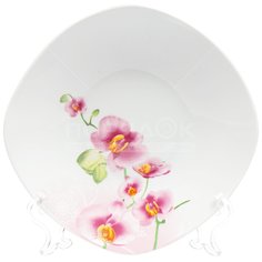 Тарелка суповая, керамика, 20 см, квадратная, Орхидея, Daniks, 19-068#