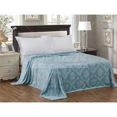 Плед евростандарт, 200х220 см, велсофт, 100% полиэстер, Cleo, Парма, голубой, 200/169-OP