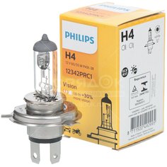Лампа автомобильная Philips, Vision Premium Н4, 12342PRC1, 12v 60/55w, +30%