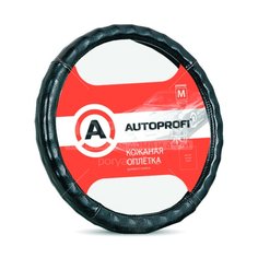 Оплетка на руль Autoprofi, AP-765BK, натуральная кожа, M