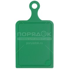 Доска разделочная пластик, 24х19 см, с ручкой, зеленая, прямоугольная, Мультипласт, Малая