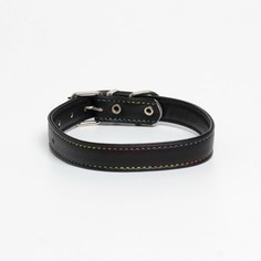 Ошейник из экокожи чёрный, размер 26-34 см, ширина 1.4 см Пушистое счастье
