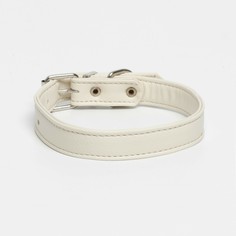 Ошейник из экокожи бежевый, размер 34-46 см, ширина 1.8 см Пушистое счастье