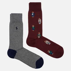 Комплект носков Polo Ralph Lauren Bear Quad And Polo Poly Crew 2-Pack, цвет комбинированный