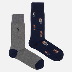Комплект носков Polo Ralph Lauren Bear Quad And Polo Poly Crew 2-Pack, цвет комбинированный