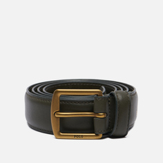 Ремень Polo Ralph Lauren Smooth Leather Embossed Foil Medium, цвет оливковый