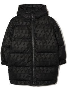 Fendi Kids стеганый пуховик с логотипом FF
