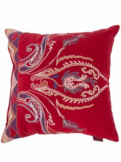 ETRO HOME бархатная подушка с вышивкой