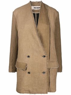Uma Wang двубортное пальто с необработанными краями