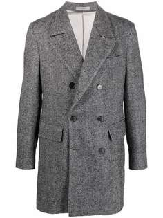 Corneliani двубортное пальто с узором в елочку