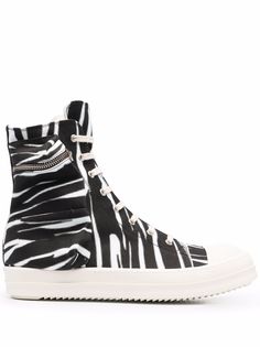 Rick Owens высокие кеды с зебровым принтом