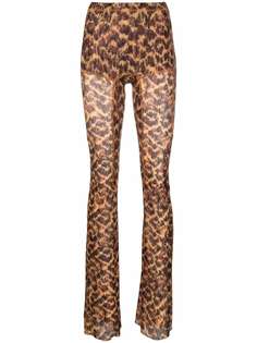 KNWLS расклешенные брюки с леопардовым принтом
