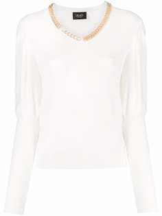 LIU JO джемпер с объемными рукавами и цепочкой