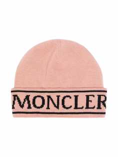 Moncler Enfant шерстяная шапка бини с логотипом