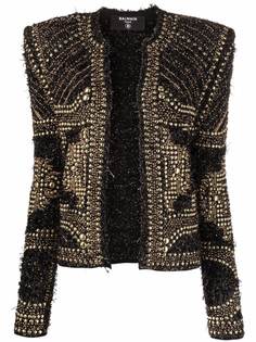 Balmain твидовый пиджак с заклепками