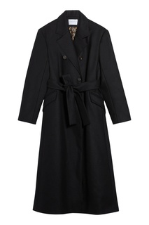 Черное шерстяное пальто с поясом Claudie Pierlot