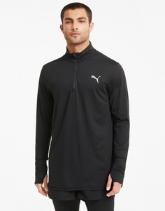 Черный топ с молнией 1/4 PUMA Running-Черный цвет