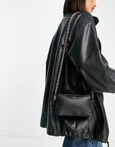 Черная кожаная сумка на плечо с ремешком-цепочкой Paul Costelloe-Черный цвет