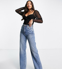 Черное сетчатое боди с объемными рукавами и бантом спереди Missguided Tall-Черный цвет
