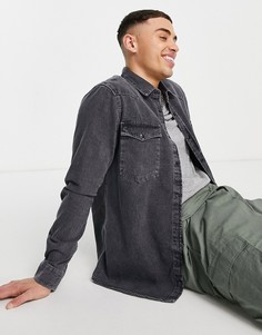 Серая джинсовая куртка в стиле вестерн River Island-Серый