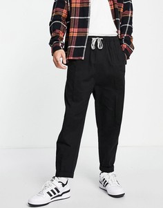 Черные брюки свободного кроя с заниженным шаговым швом Bershka-Черный цвет