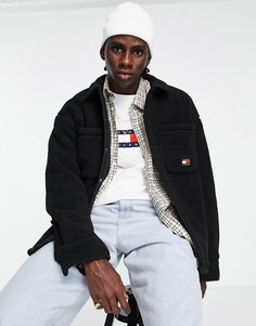Черная рубашка навыпуск из искусственной овчины Tommy Jeans Cozy Capsule-Черный цвет
