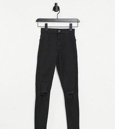 Черные джинсы скинни со рваным дизайном Topshop Petite Joni-Черный цвет