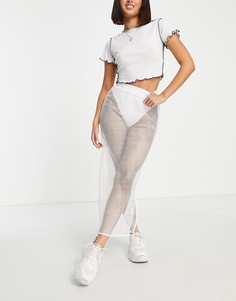 Прозрачная юбка макси белого цвета Urban Thread-Белый