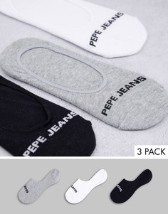 Набор из 3 пар спортивных носков-невидимок черного, серого и белого цвета Pepe Jeans Daria-Черный цвет