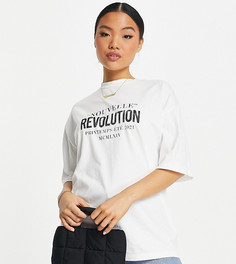 Oversized-футболка с надписью "Revolution" Topshop Petite-Белый