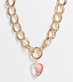 Эксклюзивное массивное ожерелье-чокер золотистого цвета с розовым кристаллом Big Metal London Exclusive-Розовый цвет