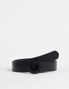 Черный кожаный ремень с большим логотипом-лавровым венком Fred Perry-Черный цвет