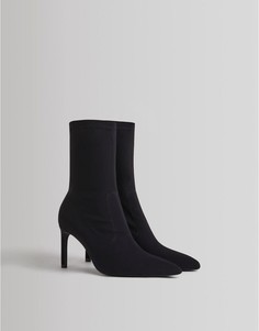 Черные ботильоны на среднем каблуке Bershka-Черный цвет