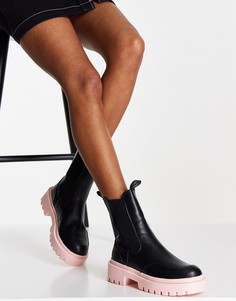 Черные ботинки челси на розовой подошве ASOS DESIGN Always-Черный цвет
