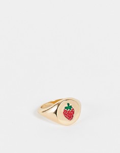 Золотистое кольцо с клубникой ASOS DESIGN-Золотистый