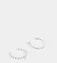 Набор из 2 каффов из стерлингового серебра с витым дизайном и стразами ASOS DESIGN-Серебряный