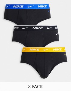 Набор из 3 пар черных трусов из эластичного хлопка с цветным поясом Nike-Черный цвет