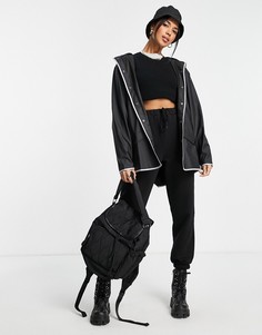 Черная свободная куртка-дождевик со светоотражающими элементами Rains 1201-Черный цвет
