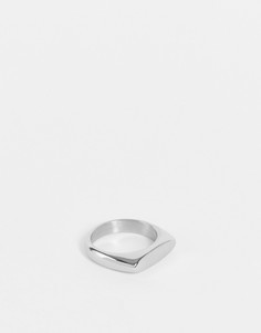 Серебристое узкое кольцо-печатка из нержавеющей стали ASOS DESIGN-Серебряный