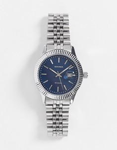 Серебристые наручные часы-браслет унисекс с синим циферблатом Sekonda-Серебряный