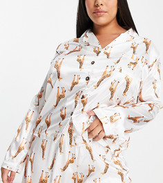 Пижама из атласа с принтом жирафов Night Plus-Белый
