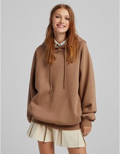 Oversize-худи бежевого цвета Bershka-Розовый цвет