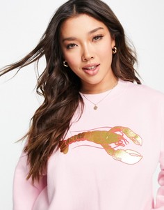 Розовый укороченный свитер с омаром Skinnydip-Розовый цвет