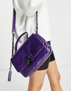 Фиолетовая стеганая сумка через плечо с замком Steve Madden-Фиолетовый цвет