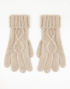 Вязаные перчатки бежевого цвета с узором «косы» Boardmans-Светло-бежевый цвет