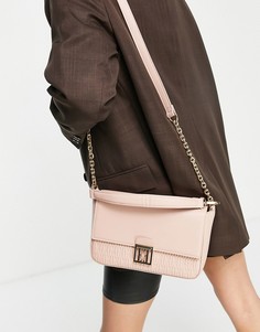 Розовая сумка через плечо на золотистой цепочке с клапаном сверху Elle-Розовый цвет