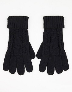 Черные вязаные перчатки с узором «косы» Boardmans-Черный цвет