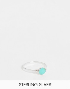 Серебряное кольцо с круглым камнем бирюзового цвета Kingsley Ryan-Серебряный