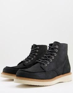 Черные замшевые ботинки на массивной контрастной подошве Selected Homme-Черный цвет