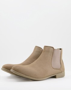 Светло-коричневые замшевые ботинки челси New Look-Коричневый цвет